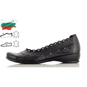 Дамски Обувки с Перфорация - 1350561-2 - Черно Кожа